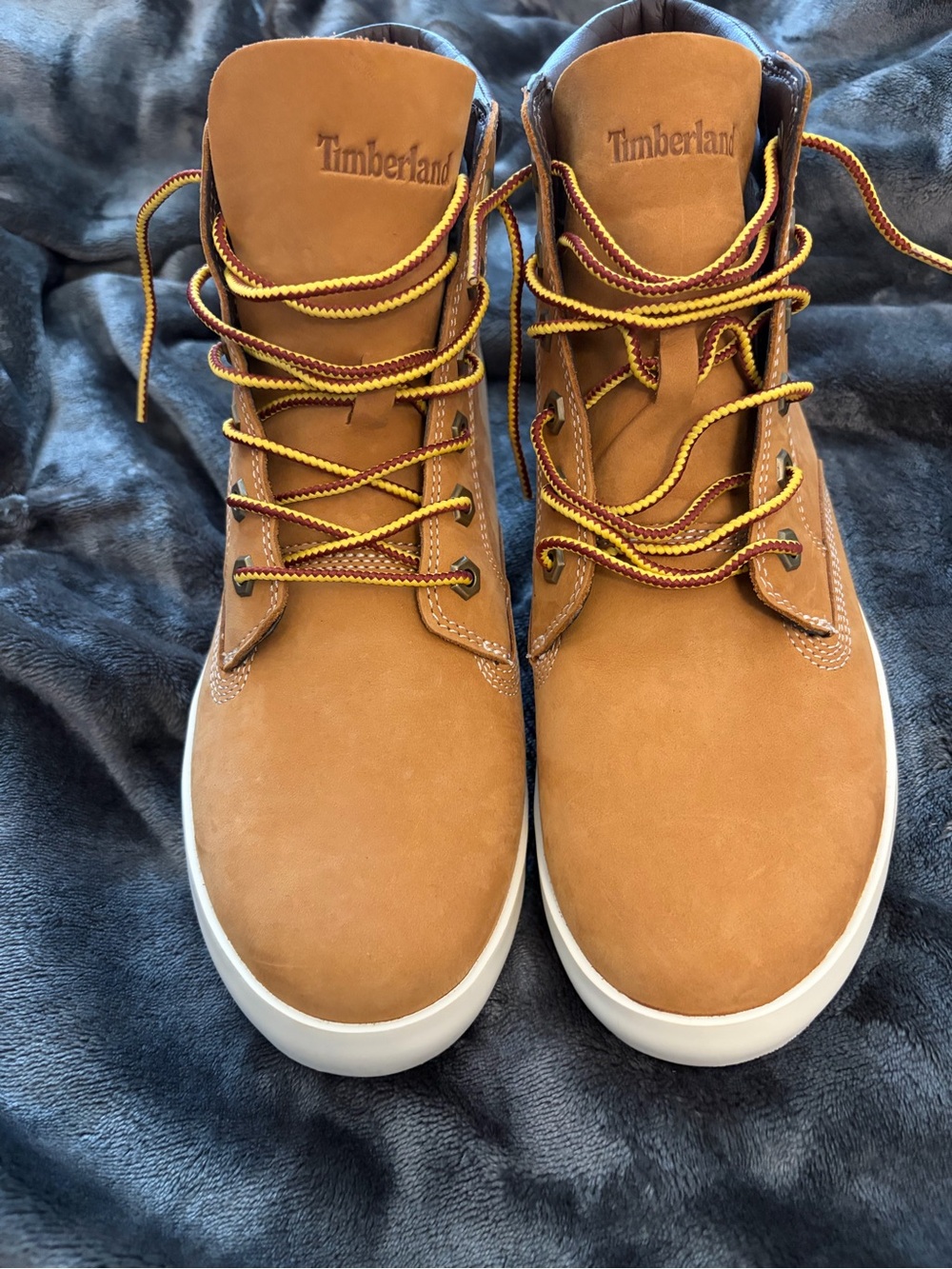Timberland Wheat/Tan Lace-Up Boots with Two-Tone Laces